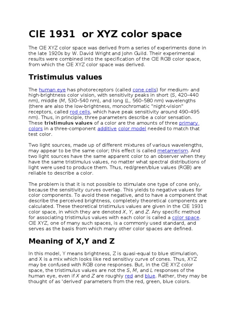 CIE 1931 Color Space | PDF | Color | Electromagnetic Radiation