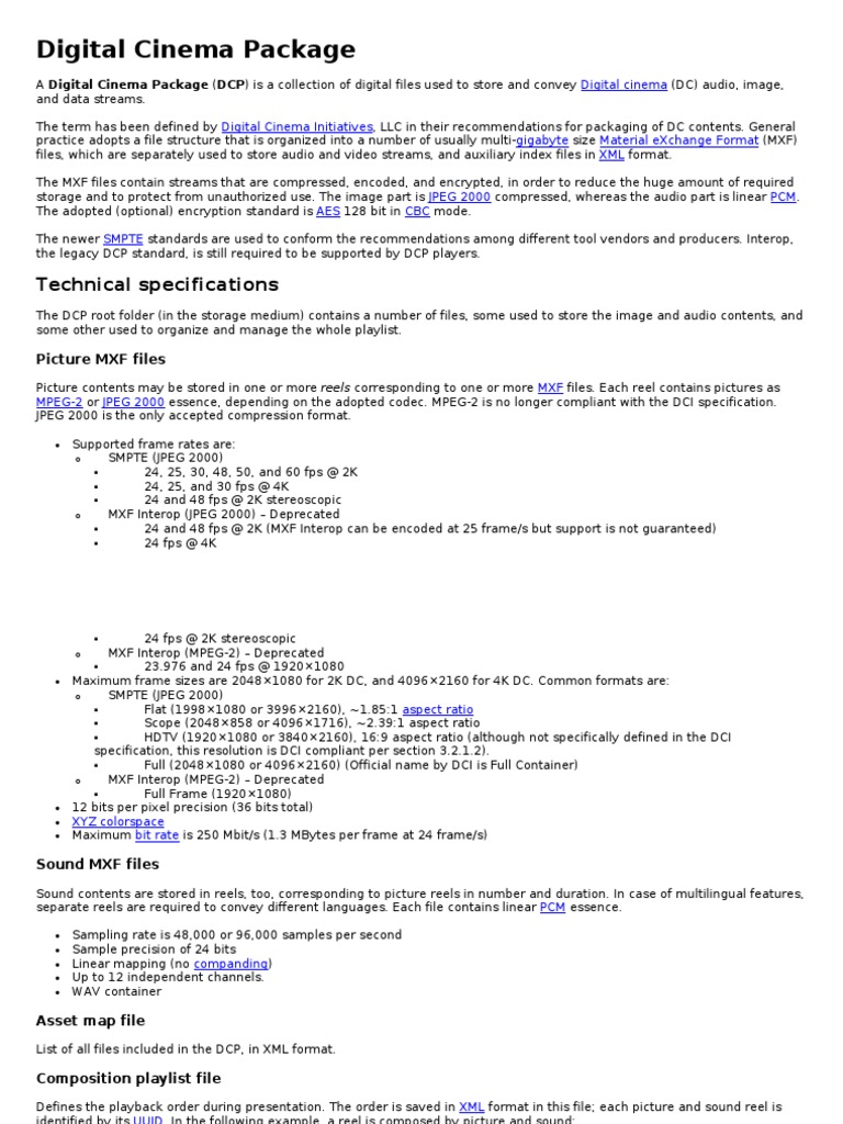 Digital Cinema Package Pdf Storage Media Computer Data