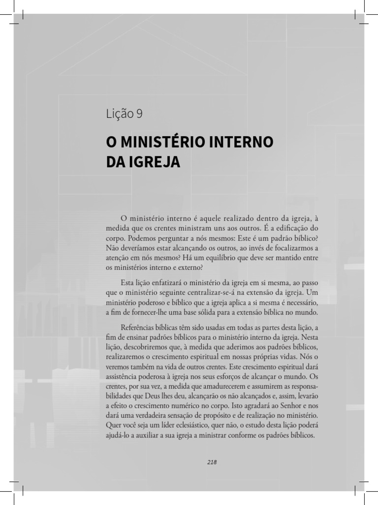 Ministério Interno da Igreja: Fundamentos e Propósitos | PDF | Presente ...