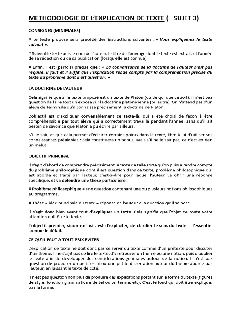 Méthodo Explication De Texte Pdf Platon