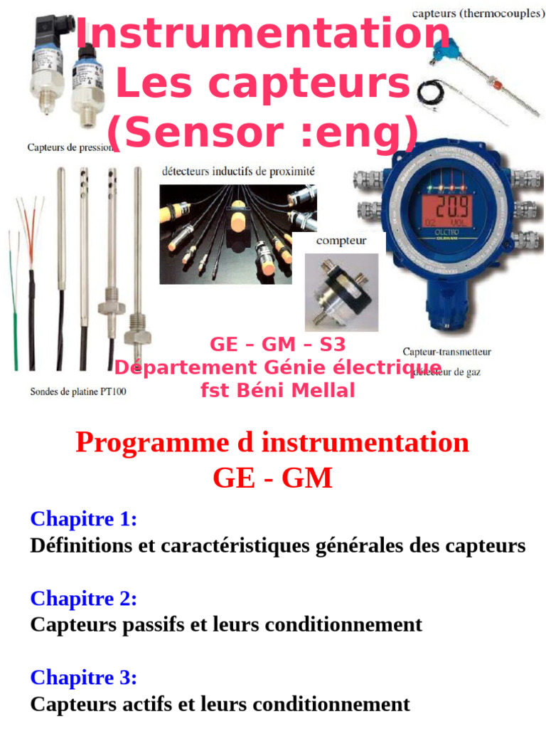 Capteurs et Instrumentation en Génie Électrique | PDF | Capteur ...