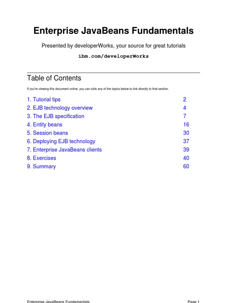 Enterprise Javabeans Fundamentals: Presented by Developerworks, Your ...