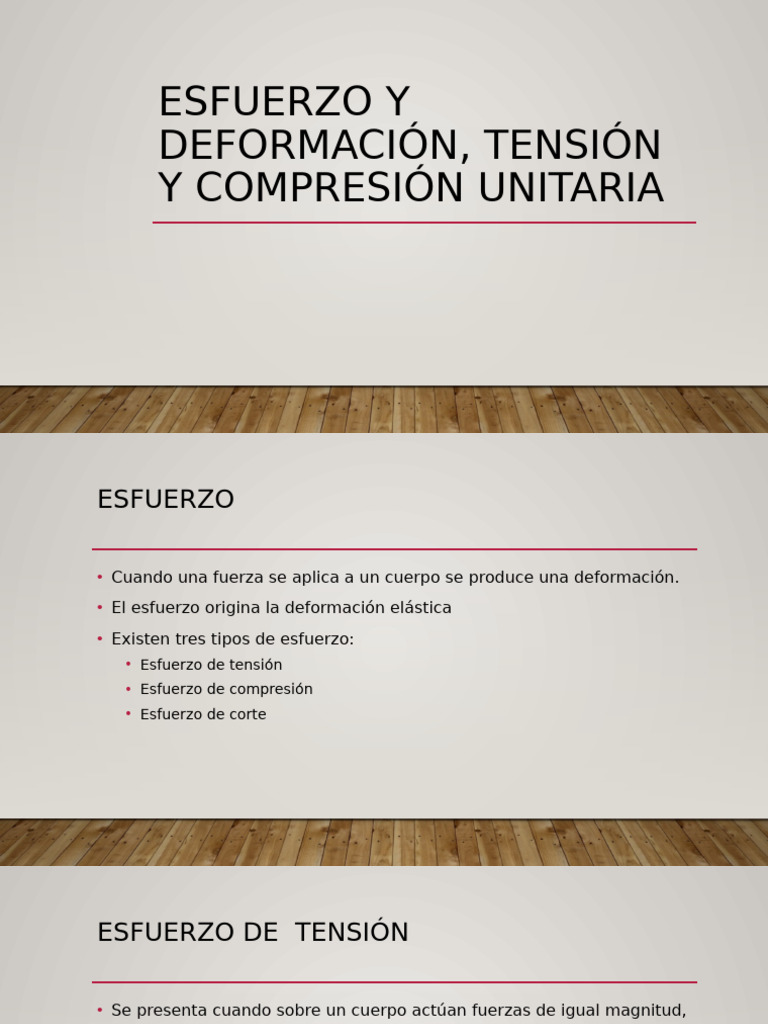 Esfuerzo Y Deformación Tensión Y Compresión Unitaria 1 1 Pdf