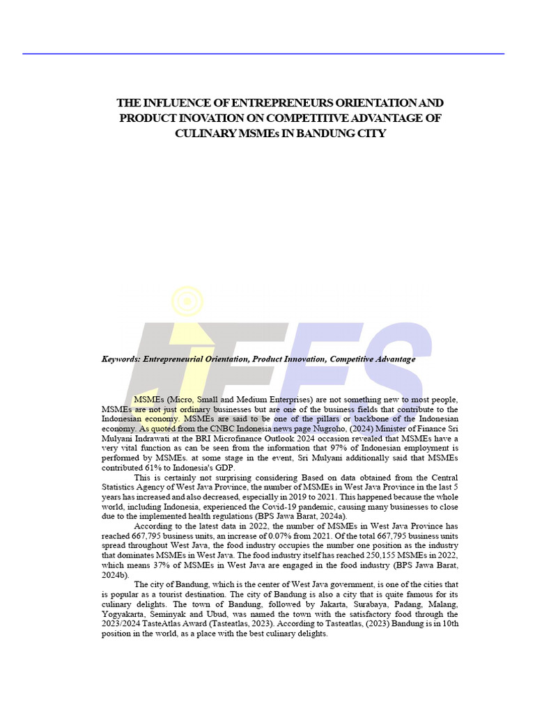 Yuce, The Influence of Entrepreneurs Orientation and Product Inovation ...