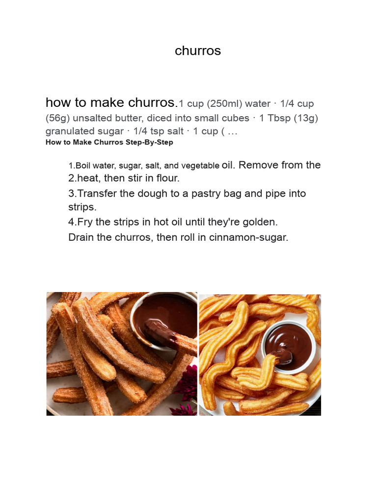 Step-by-Step Churros Recipe | PDF