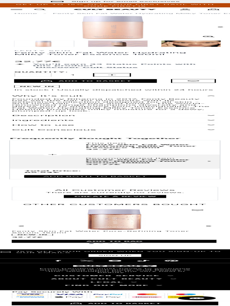 Fenty Skin Fat Water Toner 150ml Sale | PDF | Cosmetics
