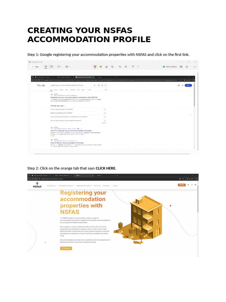 Creating Your Nsfas Accommodation Profile | PDF