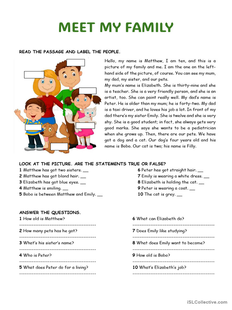 Meet My Family: A Fun Introduction | PDF
