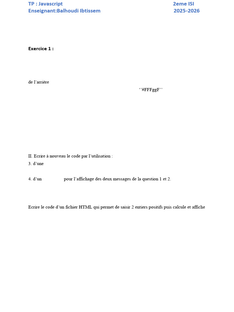 TP Javascript : Formulaires et Interactions | PDF