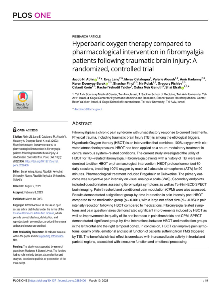 HIPERBARICA Hyperbaric Oxygen Therapy Compared To Pharmacological ...