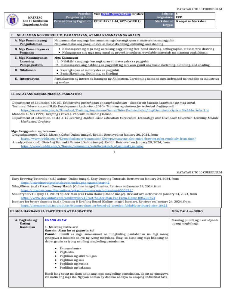 DLL Matatag - Epp 4 Q4 W1 | PDF