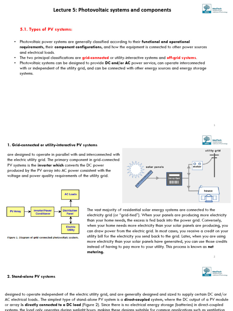 Types of Photovoltaic Systems Explained | PDF | Photovoltaic System ...