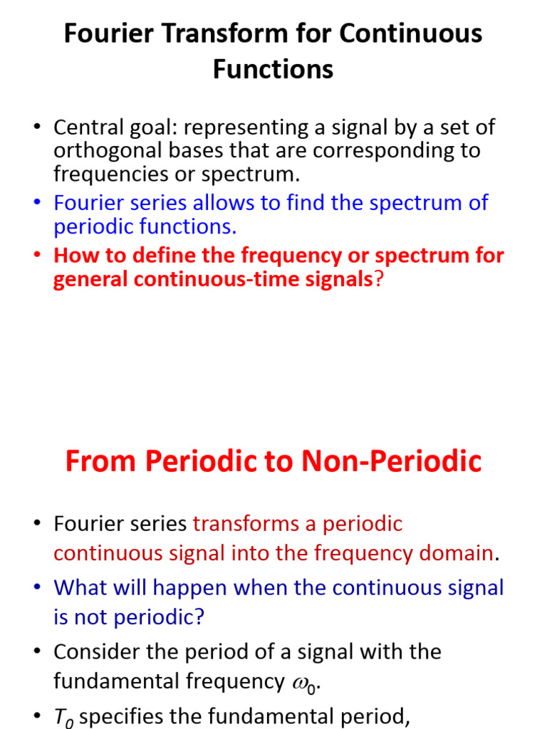 Continuous Fourier Transform Steps | PDF | Fourier Transform | Spectral ...