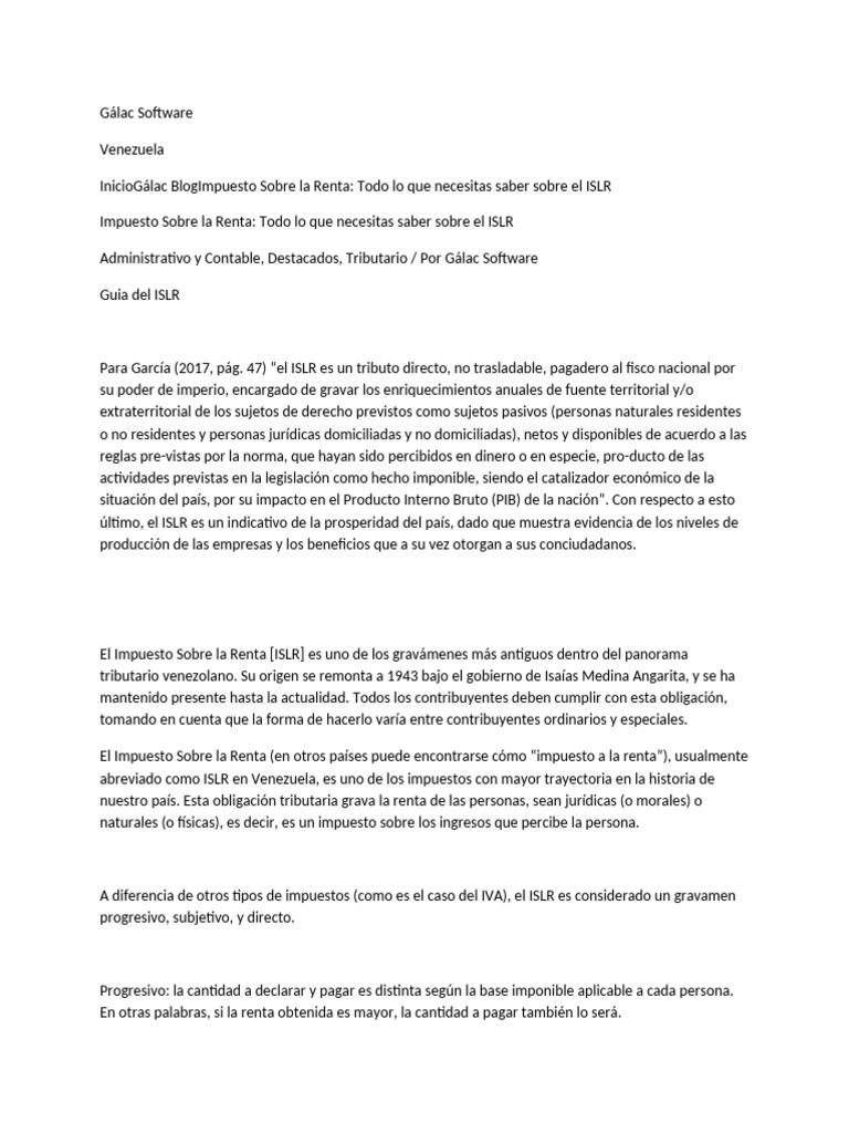 Guía Completa del ISLR en Venezuela | PDF | Impuestos | Impuesto sobre ...