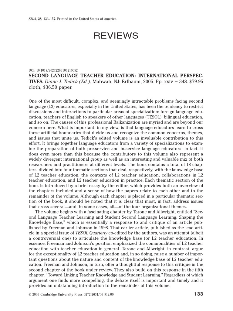 Second Language Teacher Education Insights | PDF | Second Language ...