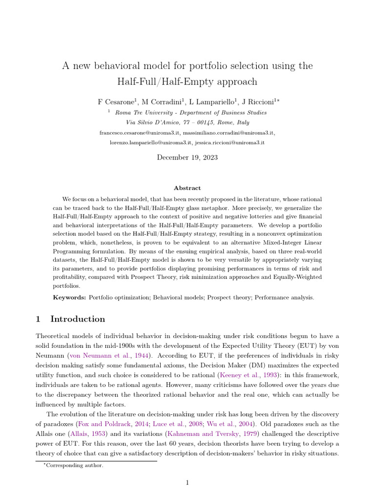 Cesarone ET Al (2023) Half Full Half Empry (Nota Teoria Comparada A PT ...