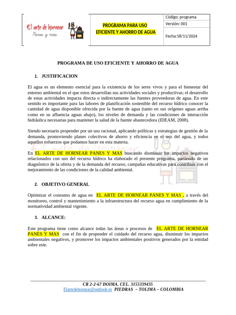 Programa de Ahorro y Uso Eficiente de Agua | PDF | Agua | Consumo ...