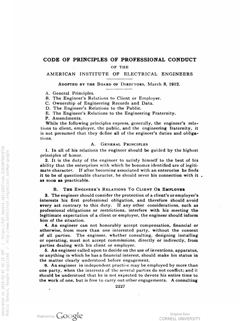 Professional Conduct Code for Engineers | PDF | Property | Engineering