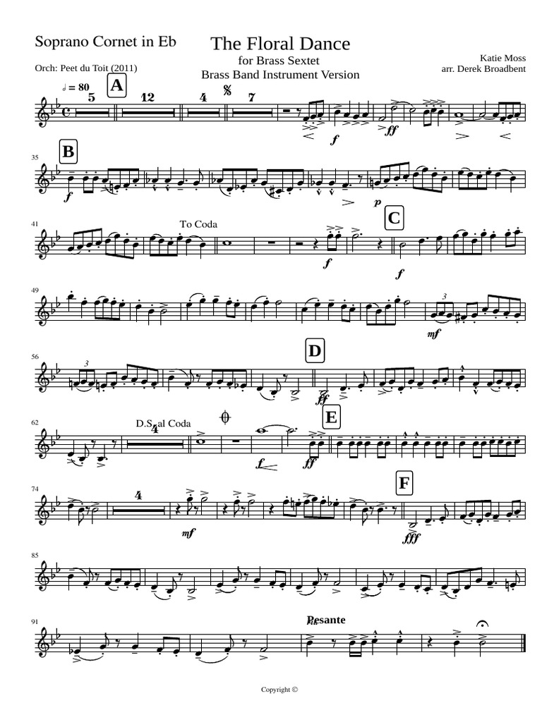 The Floral Dance: Soprano Cornet in Eb | PDF | Brass Instruments ...