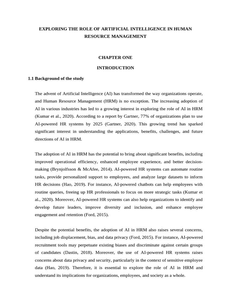 Exploring The Role of Artificial Intelligence in Human Resource-1 | PDF ...