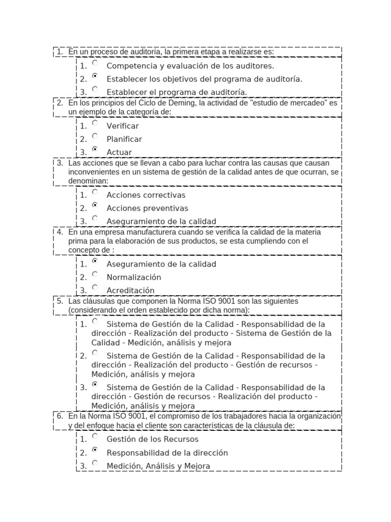 Auditoría y Gestión de Calidad ISO 9001 | PDF | Calidad (comercial ...