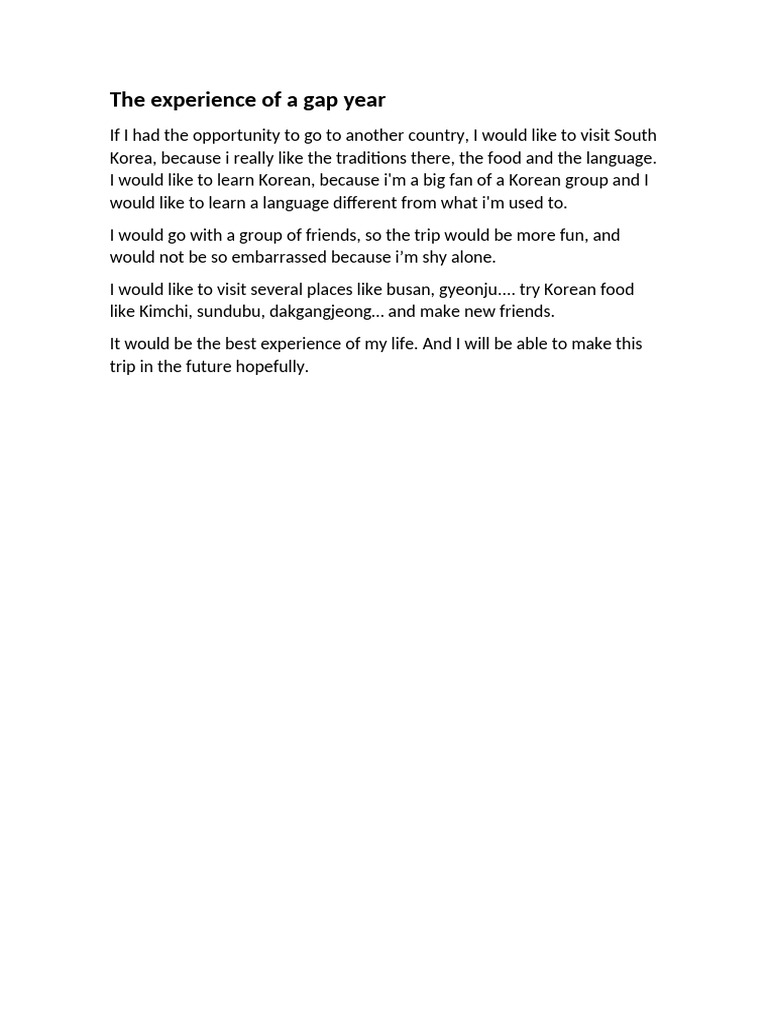 The Experience of A Gap Year | PDF