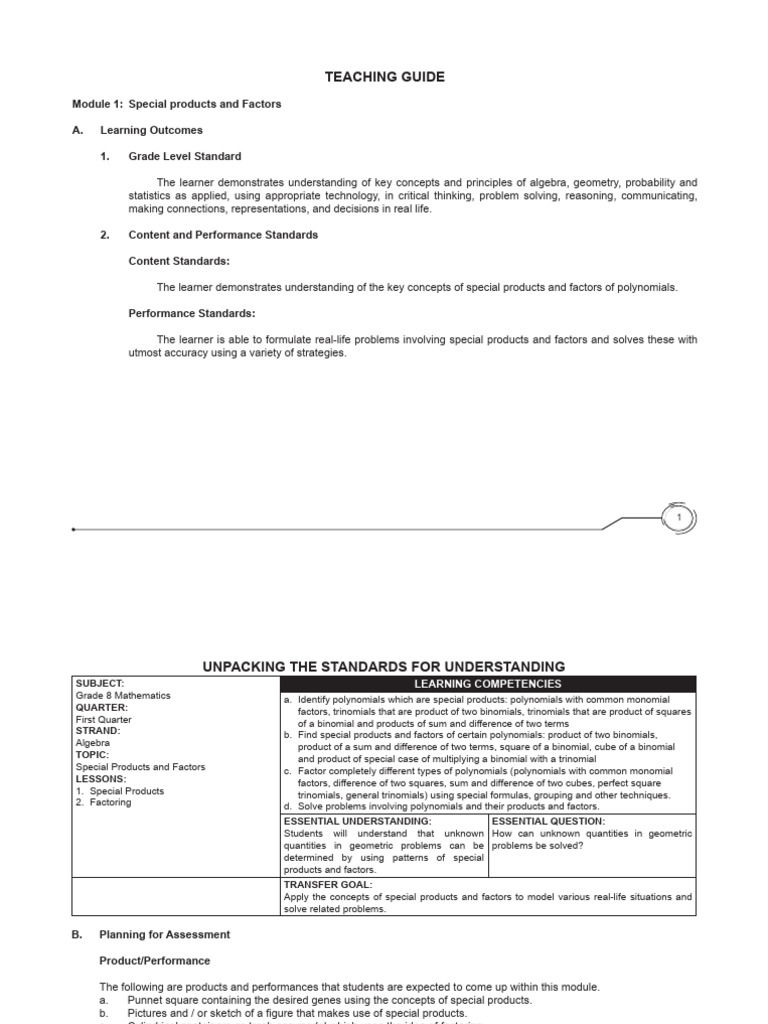 Math Teachers Guide 1 | PDF | Algebra | Polynomial