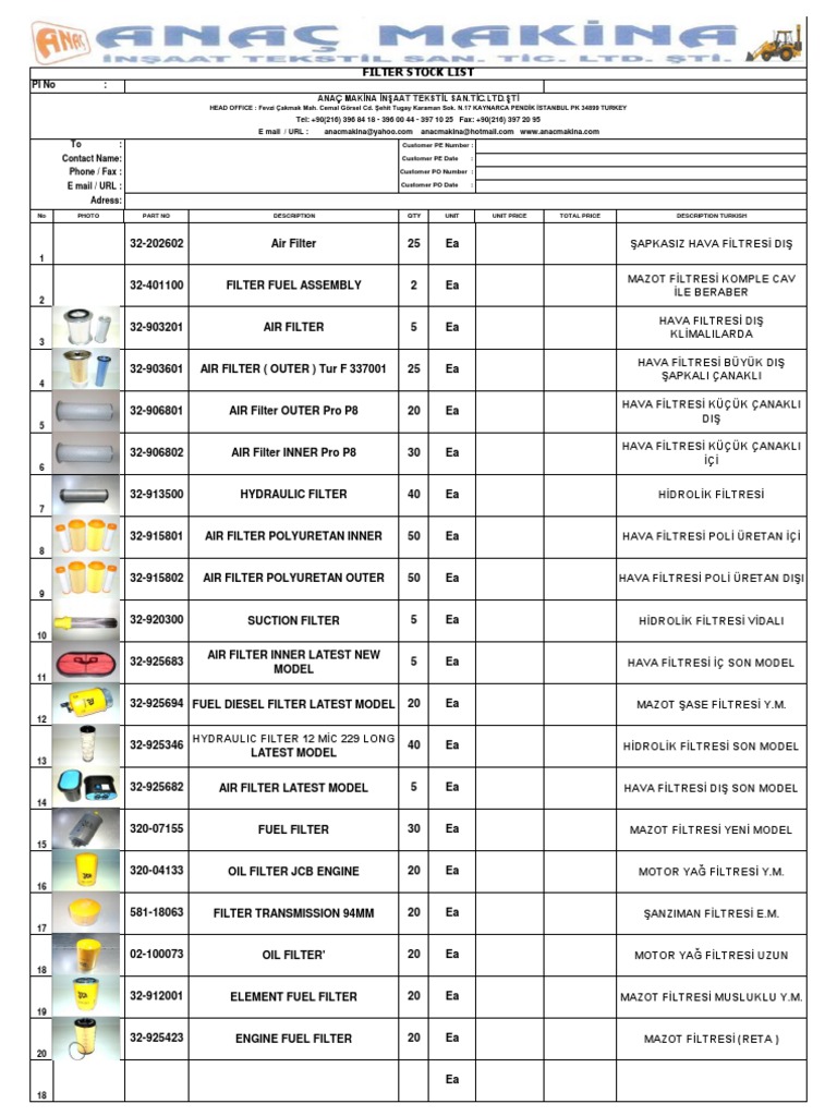 Filter Parts Stock List | PDF
