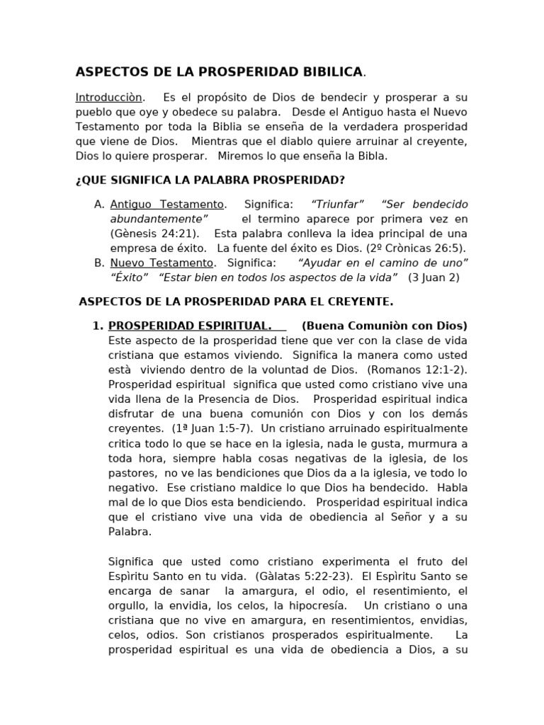 Aspectos de la Prosperidad Bíblica | PDF | Dios | Oración