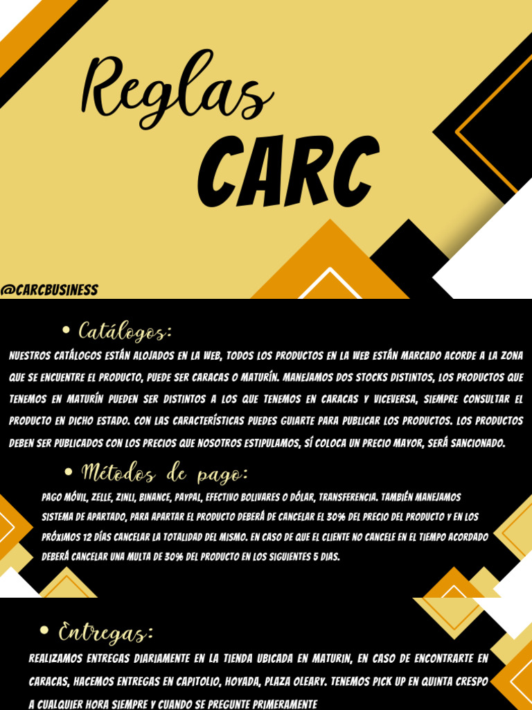 Reglas y Políticas de Carc Business | PDF | Entrega (Comercio)