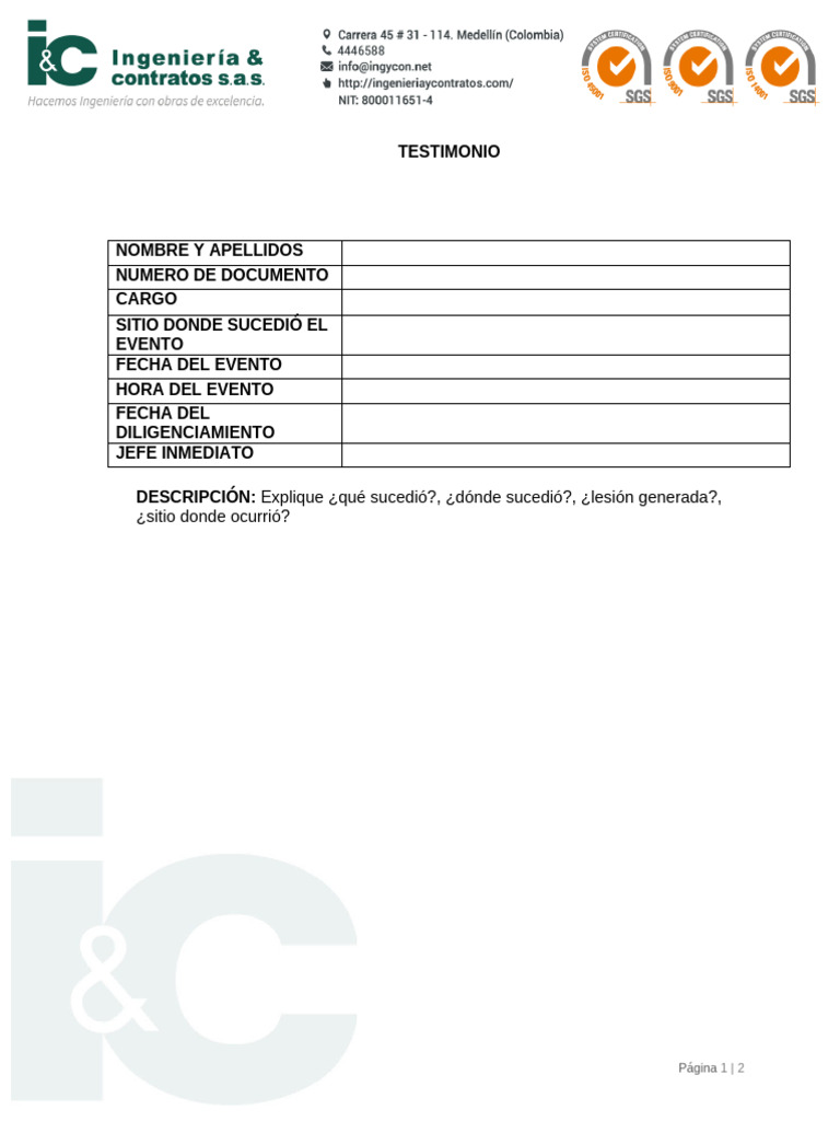 Testimonio | PDF