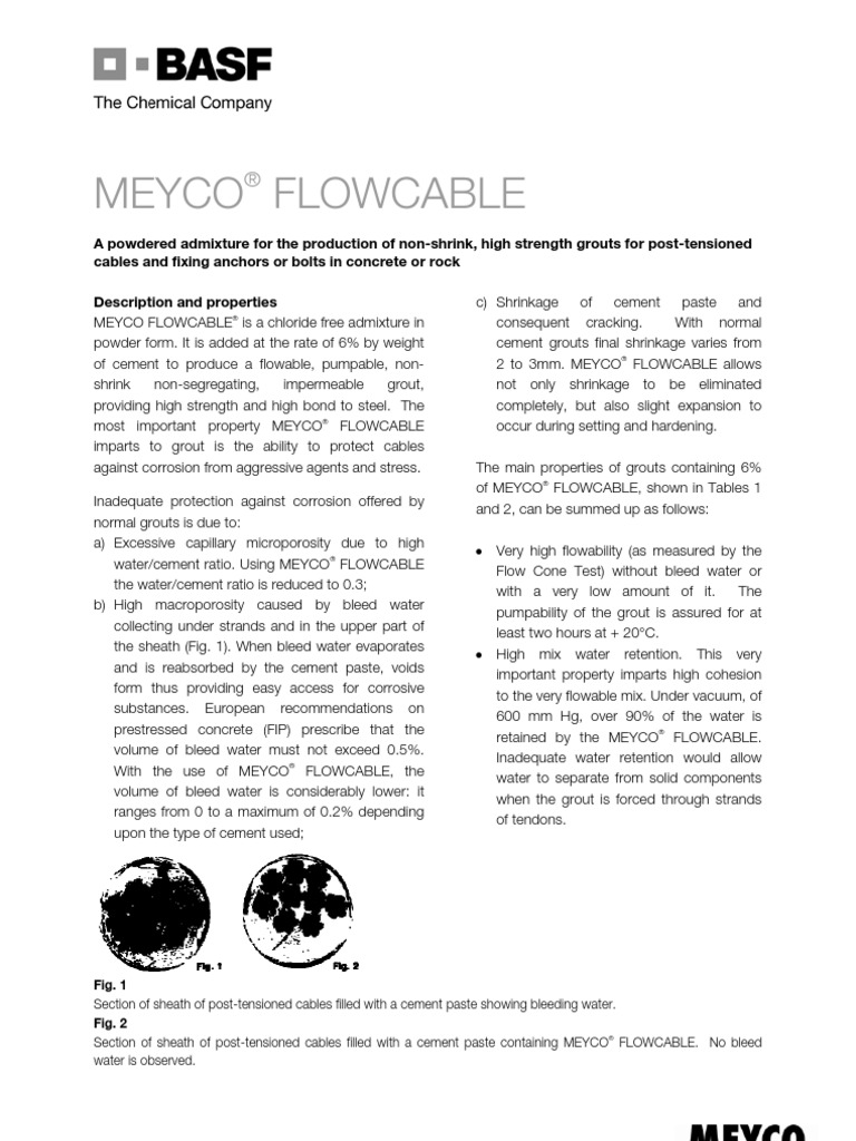 04 - TDS Meyco Flowcable | PDF | Prestressed Concrete | Cement