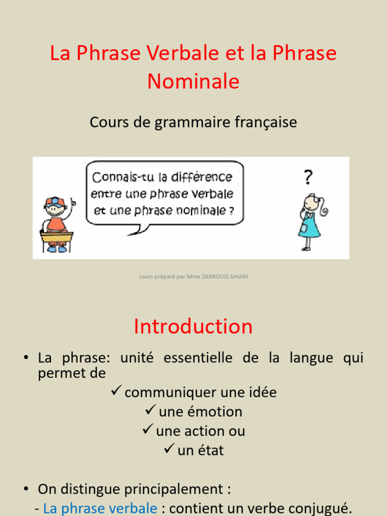 La Phrase Verbale et Nominale en Français | PDF | Phrase | Verbe