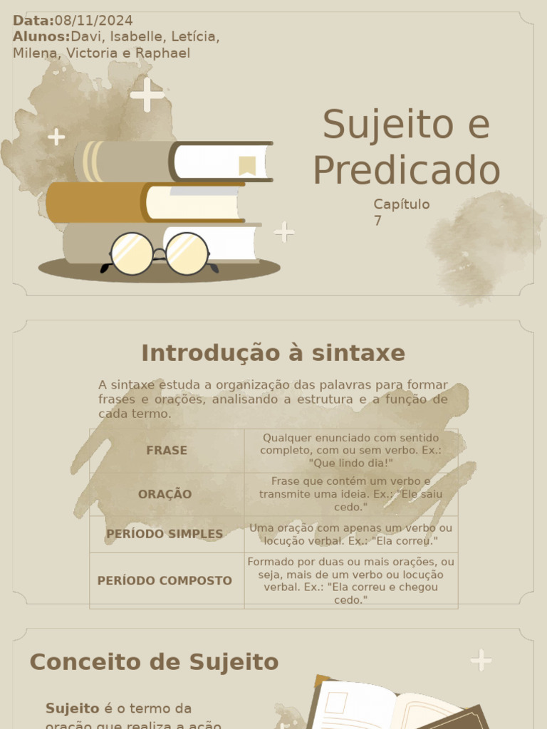 Sujeito e Predicado na Sintaxe | PDF | Assunto (gramática) | Pronome