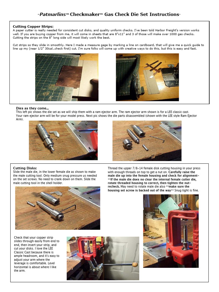 Check Maker Dies Instructions | PDF | Tools