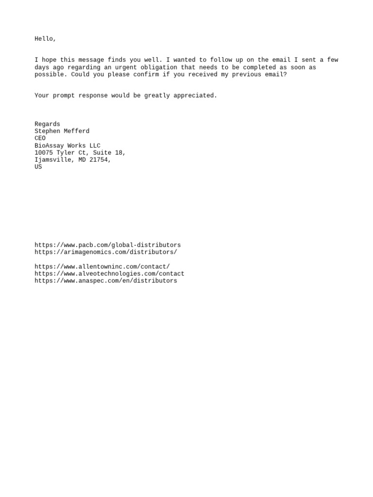 Urgent Follow-Up Email Request | PDF