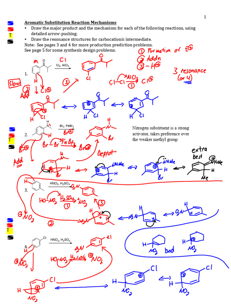 Aromatic Substitution Reaction Guide | PDF | Chemical Substances ...