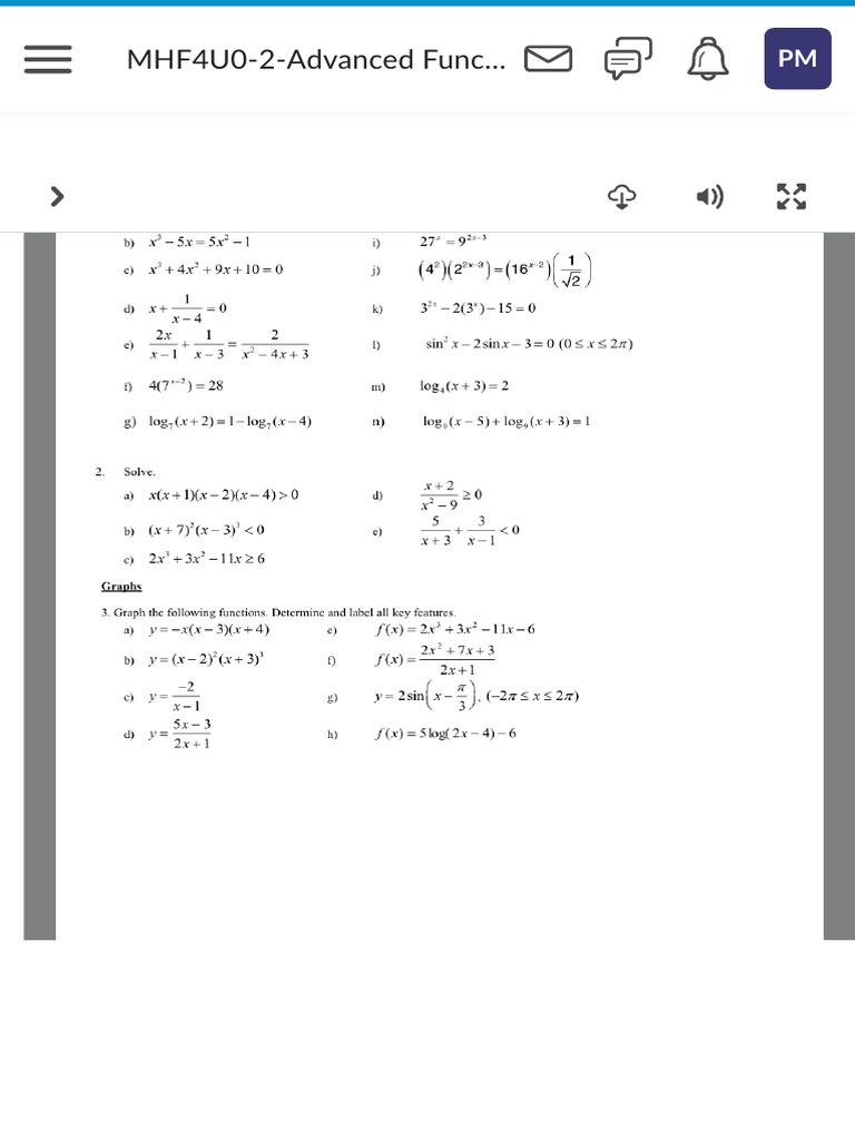Advanced Functions Problem Set | PDF