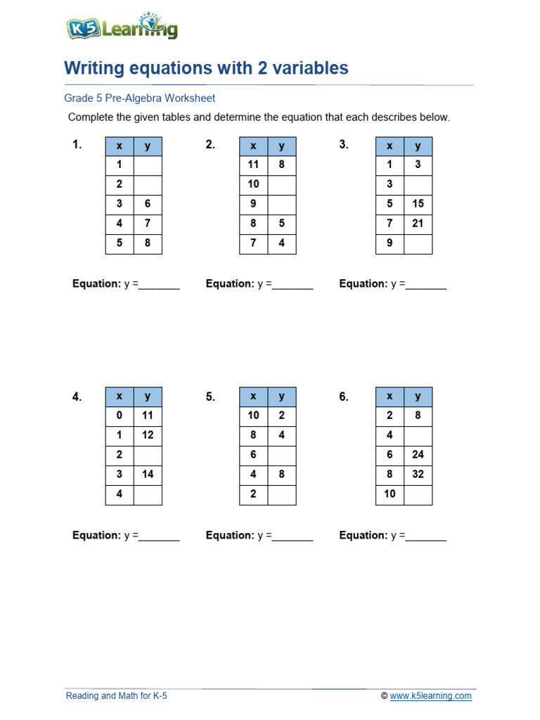 Grade 5 Two Variables F | PDF | Mathematics | Algebra