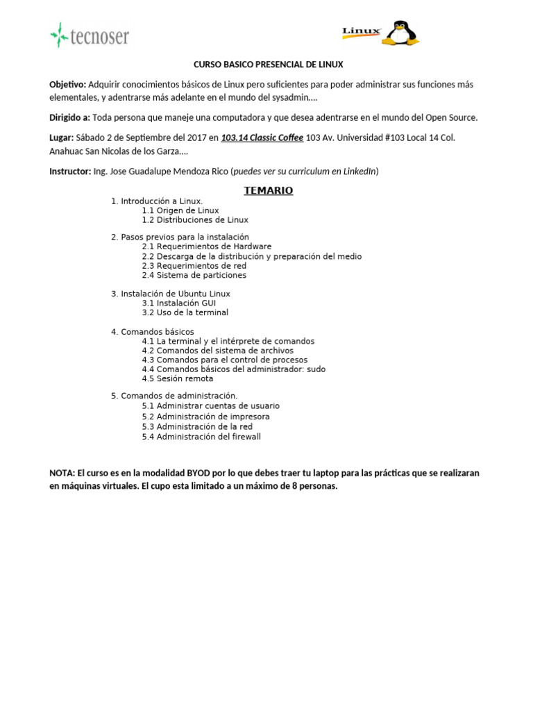 Curso Básico de Linux Presencial | PDF