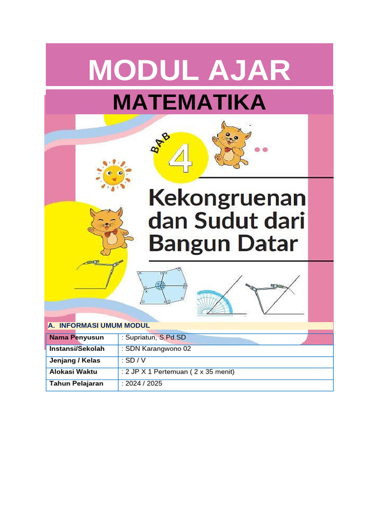 Modul Ajar Matematika Kelas V SD | PDF