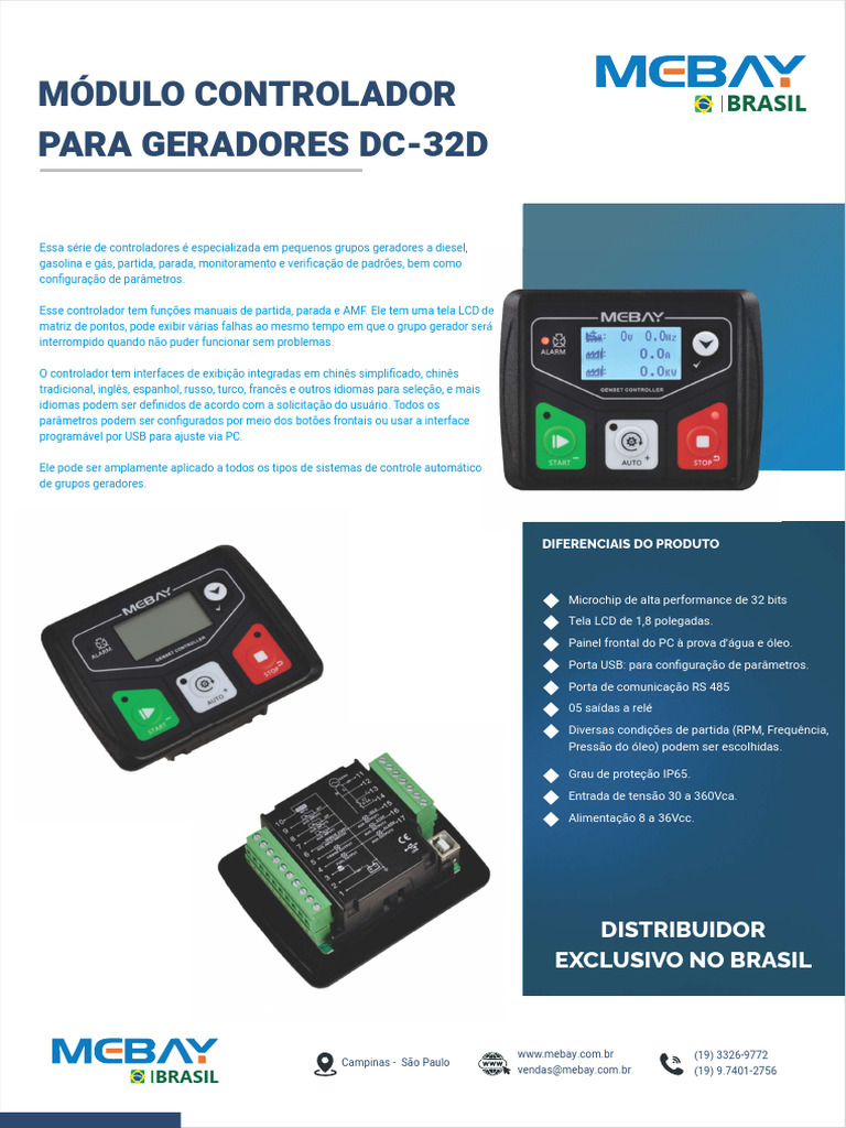 Controlador DC-32D para Geradores | PDF | USB | Corrente alternada