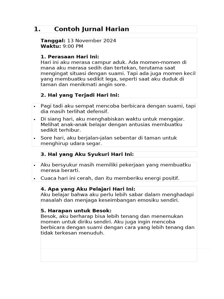 Contoh Jurnal Harian Pdf