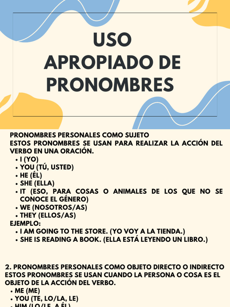 Uso Apropiado de Pronombres | PDF