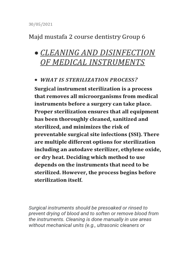 Medical Instrument Sterilization Guide | PDF | Disinfectant ...