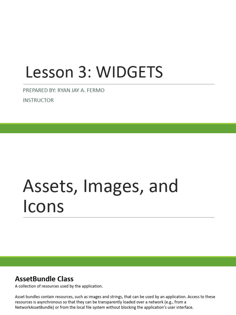 Flutter Asset Management and Widgets | PDF | Computing | Computer ...