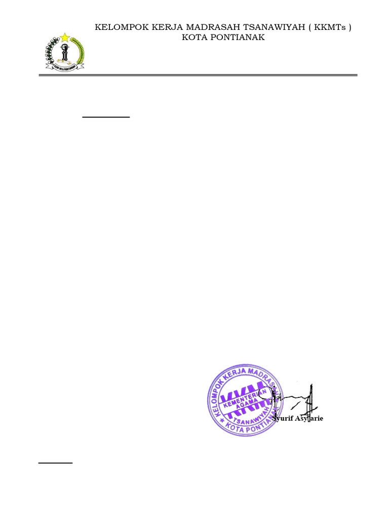 Undangan Rapat Kerja KKMTs Pontianak | PDF