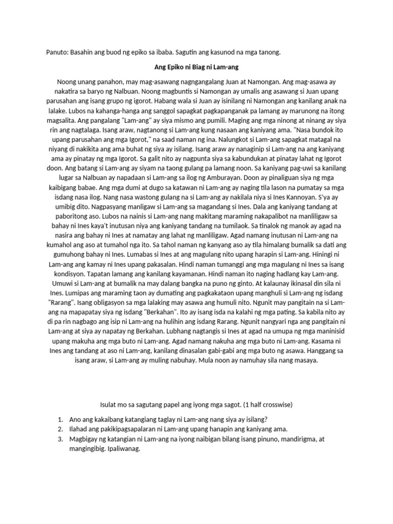 Biag Ni Lam-Ang | PDF
