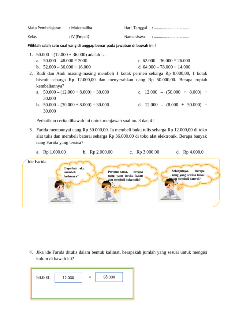 Soal Sumatif Semester Genap Matematika Kelas 4 | PDF
