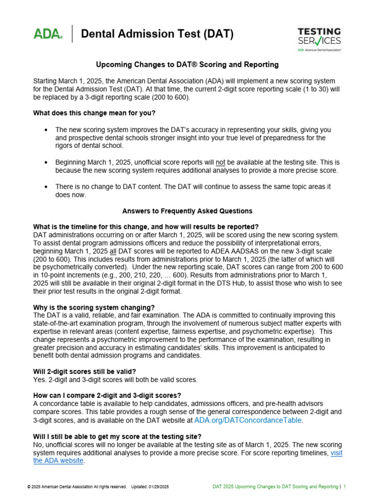 Changes DAT ScoringandReporting | PDF | Psychometrics | Evaluation Methods